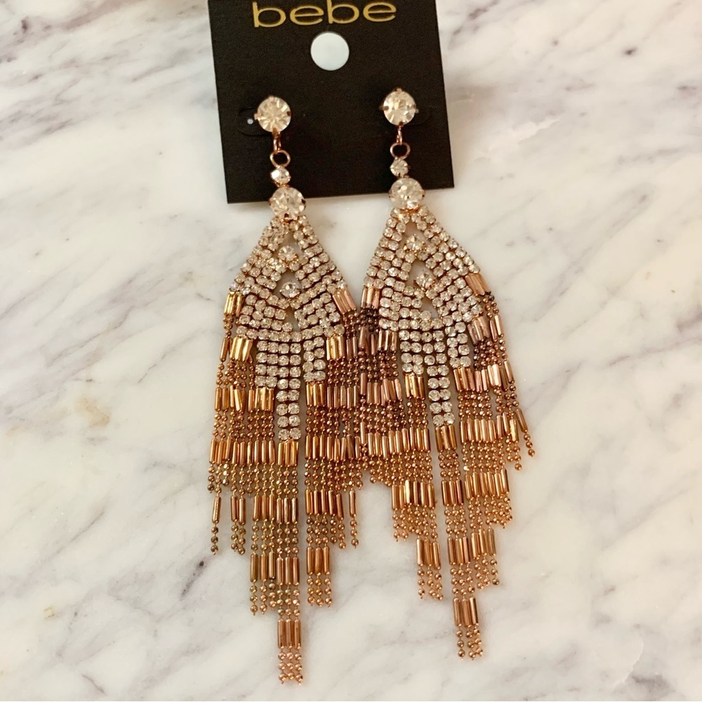 Copper Rhinestone Crystal Statement Earringsโ - Picture 2 of 5
